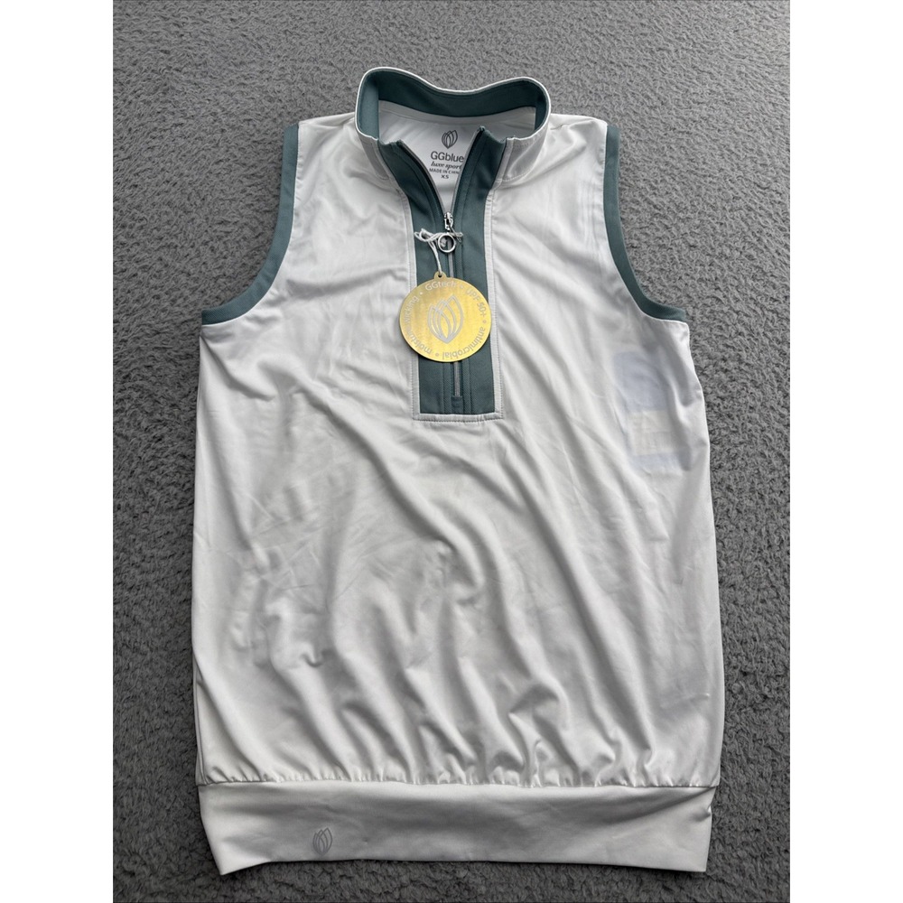 GG Blue Luxe Sport Golf Top Polo Womens XS Sleeveless White Tennis Pickleball